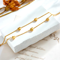 Женский двухслойный браслет DIEYURO, браслет из нержавеющей стали 316L золотого цвета с подвеской в форме сердца Женский двухслойный браслет DIEYURO, браслет из нержавеющей стали 316L золотого цвета с подвеской в форме сердца