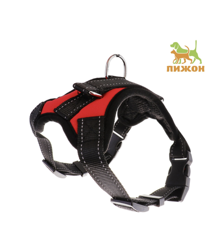 Шлейка К7 мягкая светоотражающая, размер S, ОГ 44-55 см, вес 5-9 кг, красная