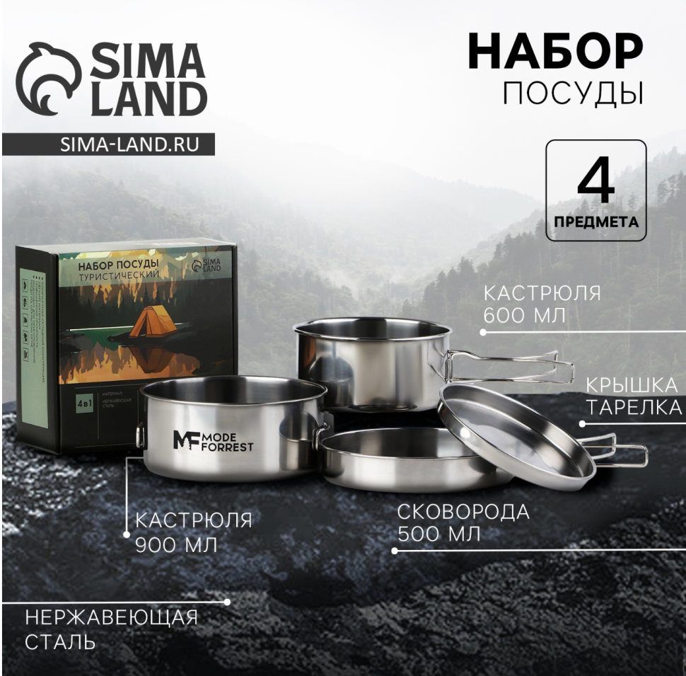 Набор посуды для пикника &laquo;В поход&raquo;, 4 предмета