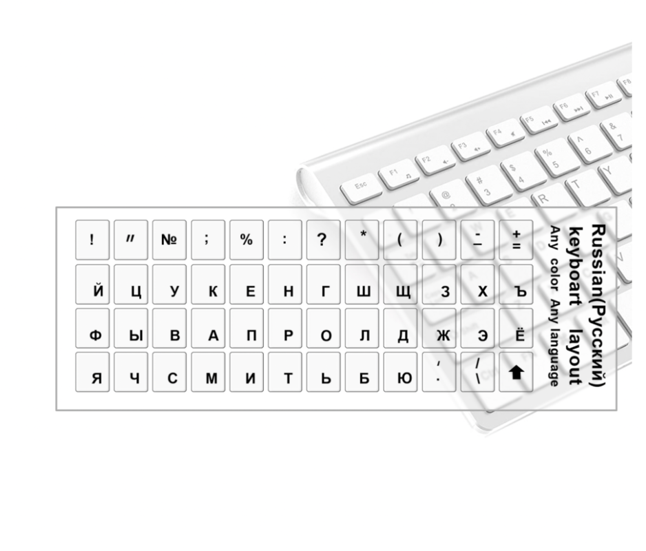 Наклейки на клавиатуру прозрачные черные буквы