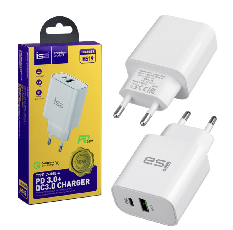 Переходник СЗУ на USB + Type-C HS19