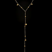 Длинное ожерелье DIEYURO из нержавеющей стали 316L с шариками золотого цвета