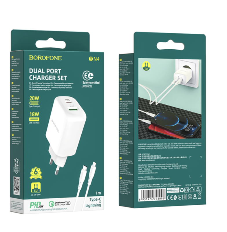 СЗУ BN4 Lightning на USB+PD 3.0A 20W