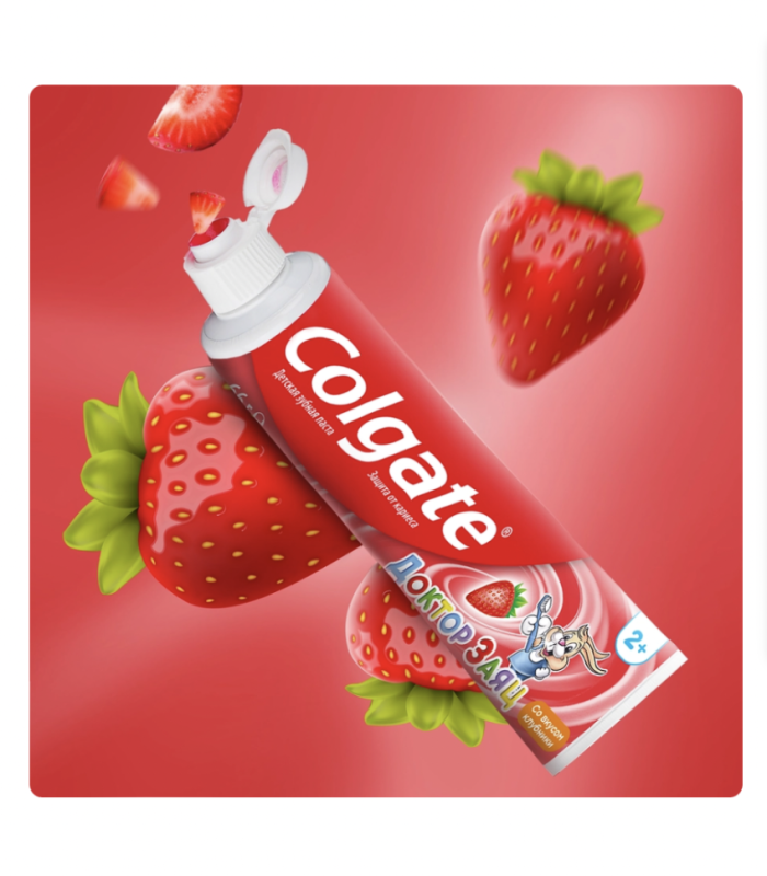 Зубная паста детская COLGATE Доктор Заяц со вкусом клубники, защита от кариеса с фторидом, с 2 лет, 50мл Зубная паста детская COLGATE Доктор Заяц со вкусом клубники, защита от кариеса с фторидом, с 2 лет, 50мл