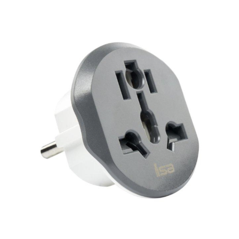 Переходник на все виды розеток ISA AD-01 СЕРЫЙ