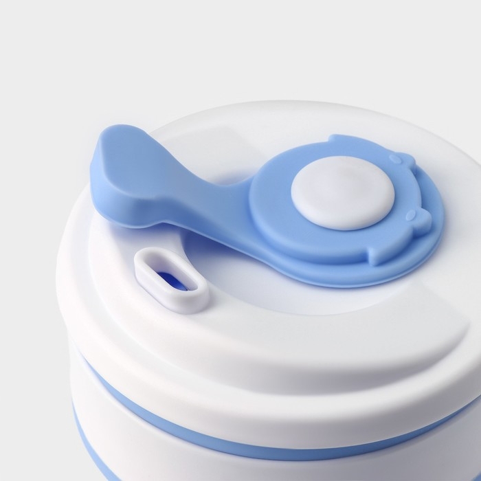 Стакан складной с крышкой Доляна &laquo;С собой&raquo;, 350 мл, 8,5x14 см, цвет голубой