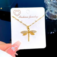 Цепочка DIEYURO из нержавеющей стали 316L с подвеской в виде стрекозы для женщин Цепочка DIEYURO из нержавеющей стали 316L с подвеской в виде стрекозы для женщин