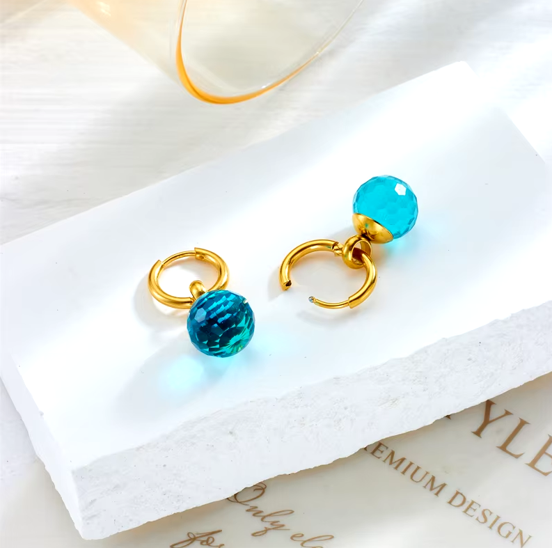 DIEYURO 316L Роскошные синие и зеленые бусины из нержавеющей стали для женщин