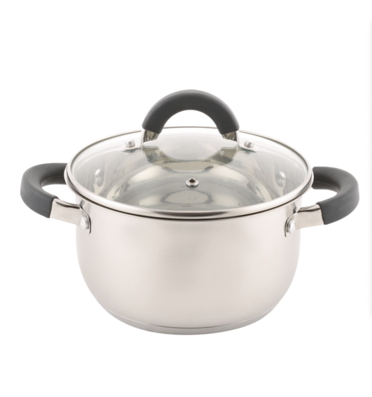 Кастрюля HOMECLUB Comfort, с силиконовыми ручками, нержавеющая сталь, индукция, 2.5л