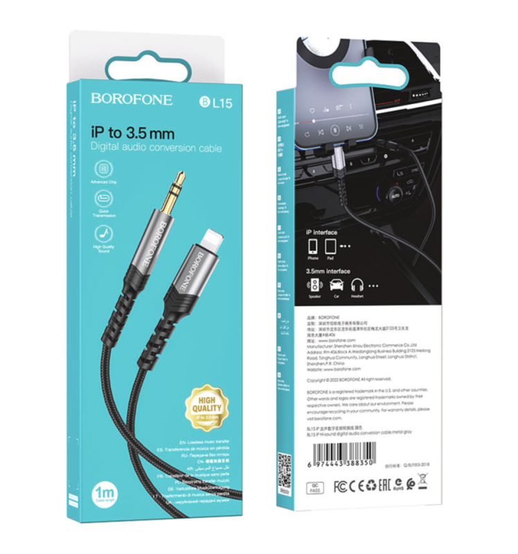 Кабель AUX BL15 Lightning 1M