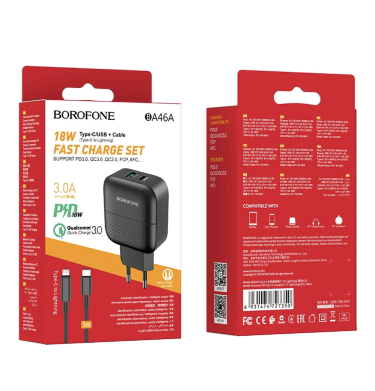 СЗУ BA46A Lightning на USB+PD 3.0A