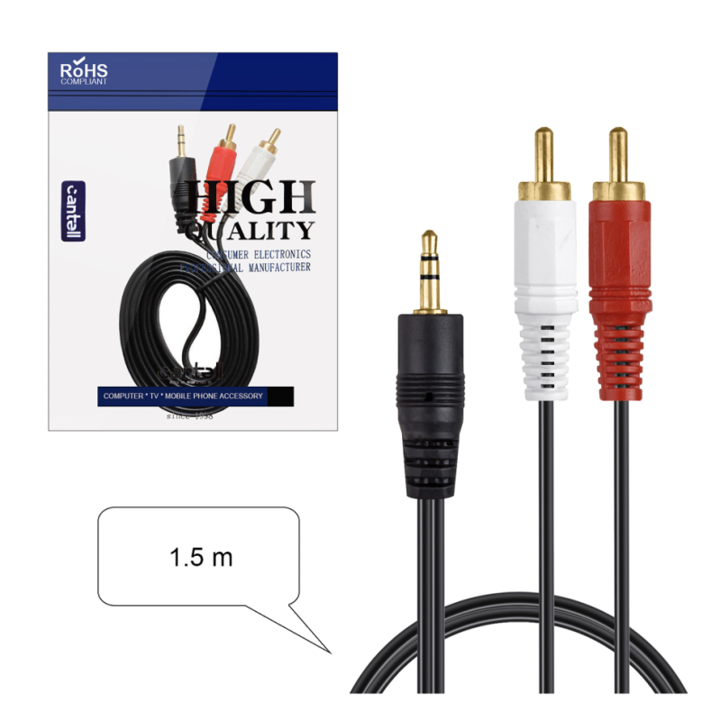 Кабель AUX 3.5 на 2RCA золоченный 1.5M