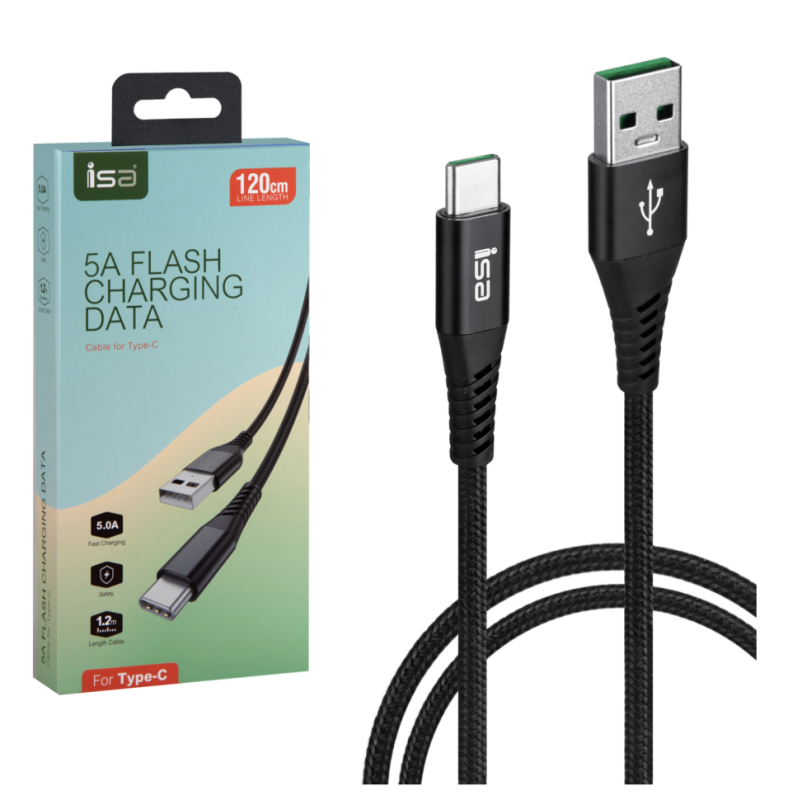 Кабель USB Type-C 1.2m 5A