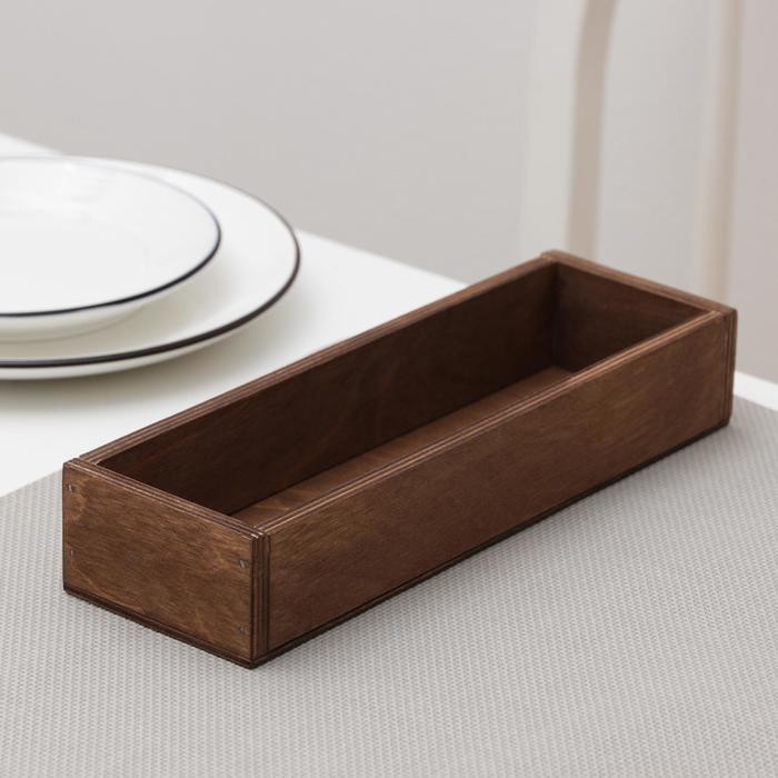 Лоток для подачи столовых приборов Доляна, 25x8x4 см, цвет коричневый