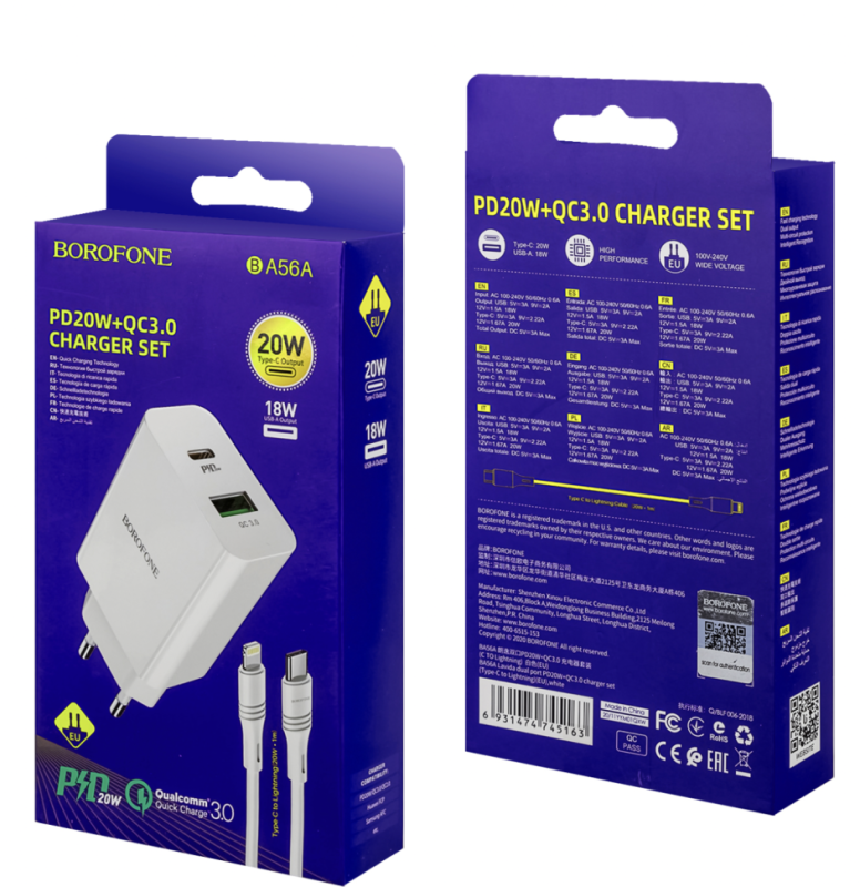 СЗУ BA56A Lightning на USB+PD 3.0A