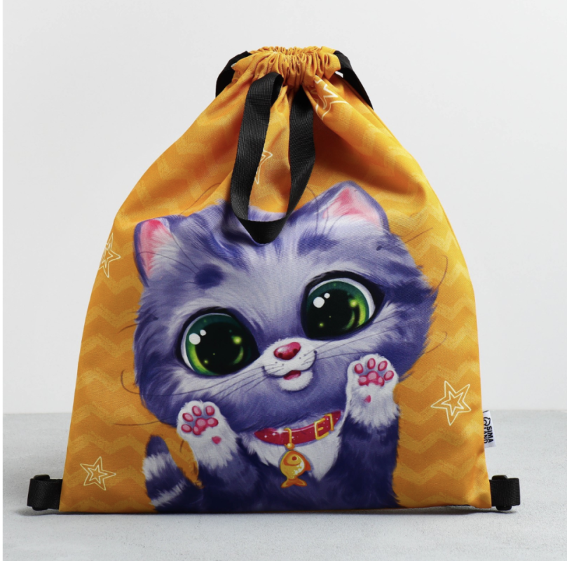 Мешок для обуви &laquo;Малыш котёнок&raquo; два вида ручек, 30 х 40 см