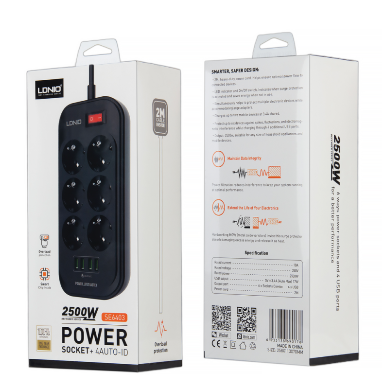 Сетевой фильтр на 6 розеток + 4 USB