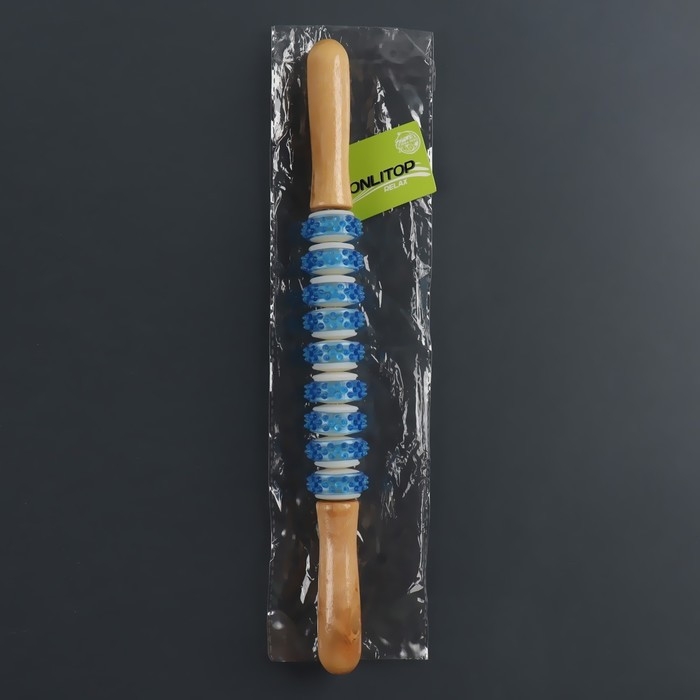 Массажёр &laquo;Скалка&raquo;, универсальный, 37,5 x 4 см, 9 колёс с шипами, цвет МИКС