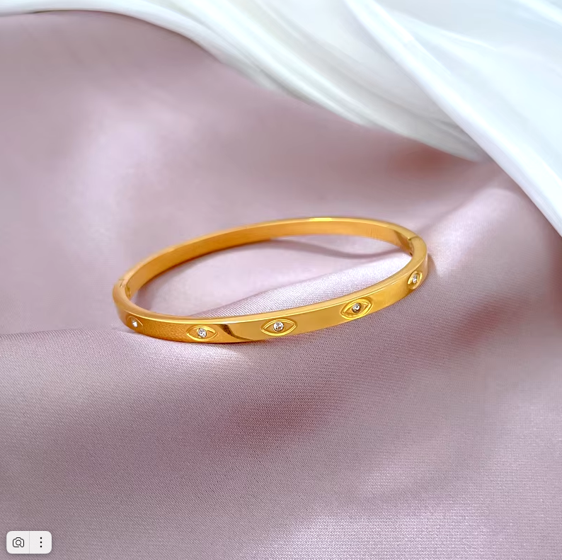 DIEYURO 316L браслет из нержавеющей стали золотого и серебряного цвета с глазами для женщин