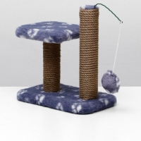 Когтеточка для котят двойная, 30 х 20 х 34 см, джут, серая с лапками