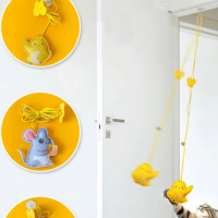 Игрушка для кошек Веревка с птичкой и перышком