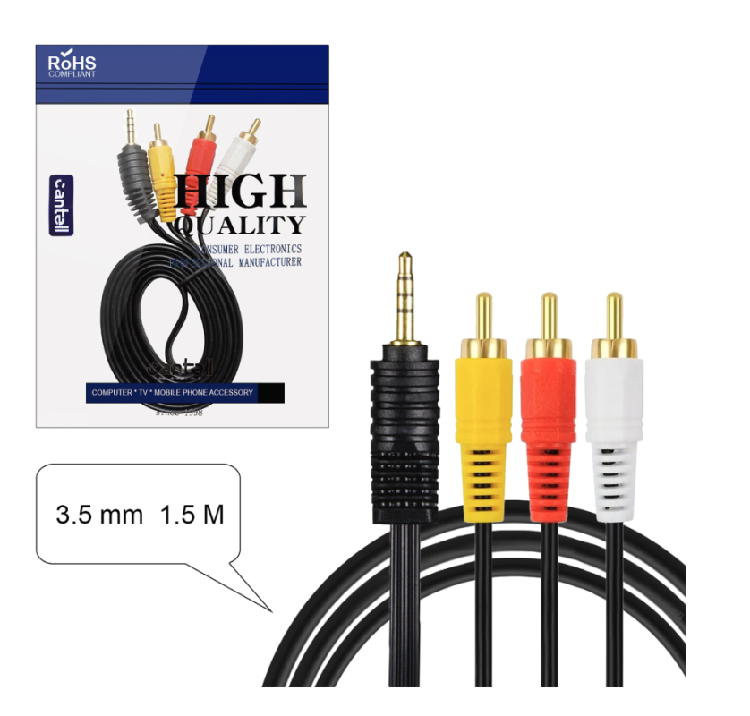 Кабель AUX 3.5 на 3 RCA никелистый 1.5M