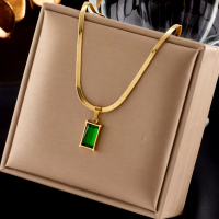 Ожерелье и серьги DIEYURO из нержавеющей стали 316L с квадратным зеленым кристаллом из циркония для женщин