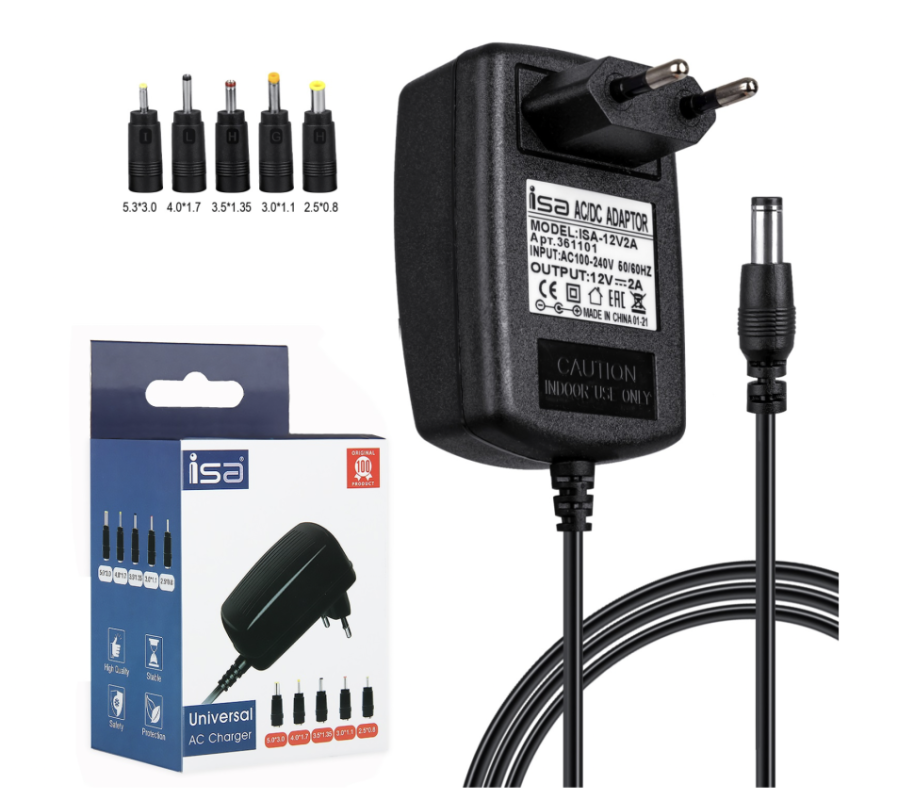 Блок питания 12V 2A 5.5*2.5 сетевой с адаптерами