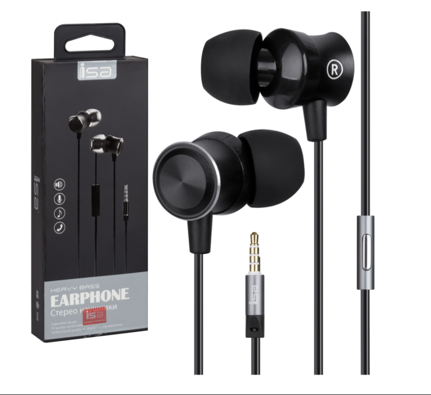 Наушники ISA-07 Кнопка ответа + микрофон Наушники ISA-07 Кнопка ответа + микрофон