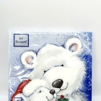 Салфетки бумажные Art Bouquet "Белые Медведи" 20л