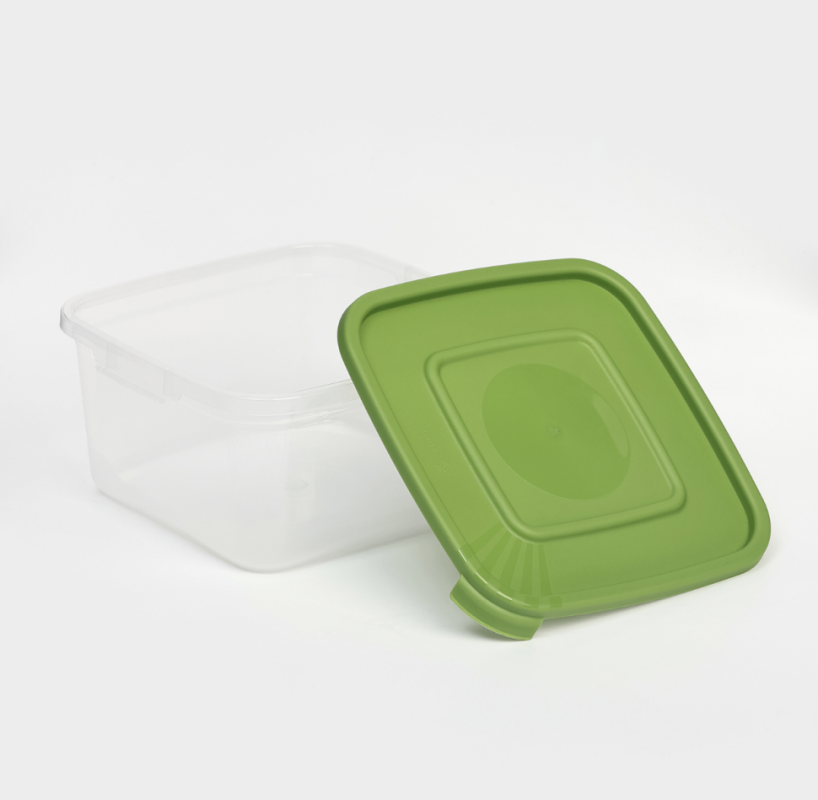 Набор контейнеров пищевых Доляна, 5 шт, 460 мл, 11x11x11 см, квадратные, прозрачные, крышки зелёные