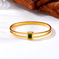 Браслеты DIEYURO из нержавеющей стали 316L с геометрическими линиями и зеленым цирконием, браслеты для женщин