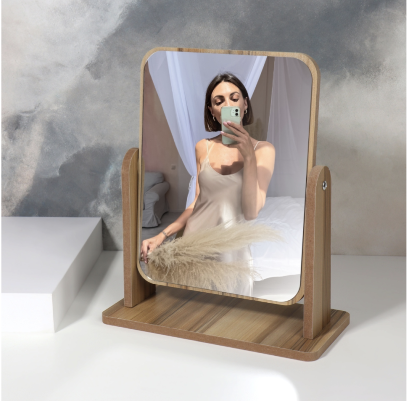 Зеркало настольное &laquo;BAMBOO&raquo;, зеркальная поверхность 15,7 х 20,5 см, цвет бежевый