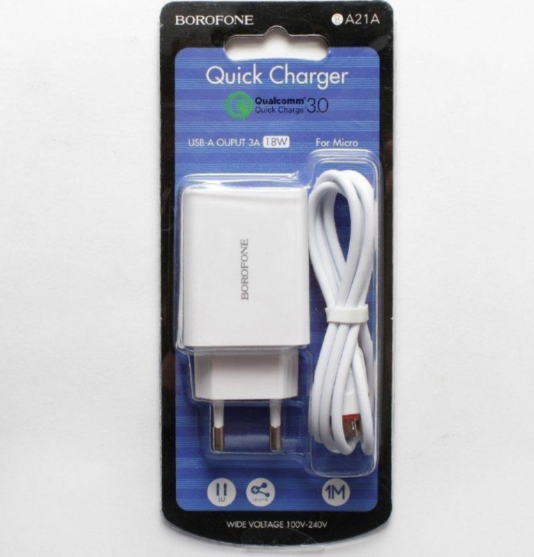 СЗУ BA21A Micro USB 3A Borofone QC3.0