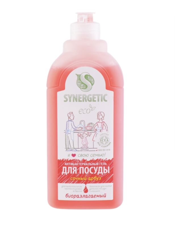 Гель для мытья посуд SYNERGETIC Арбуз, 500мл