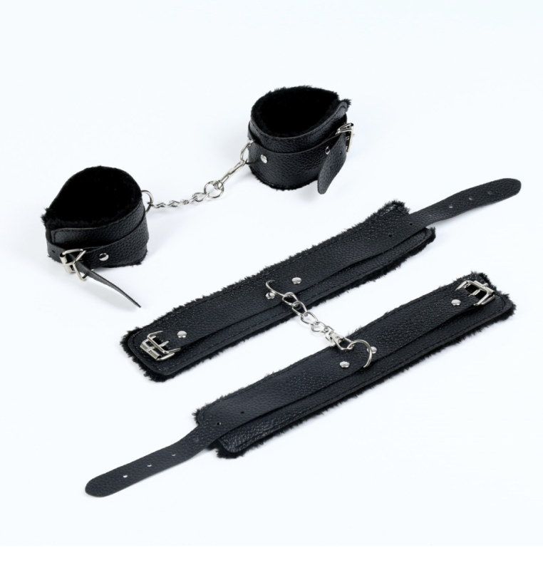Эротический БДСМ набор Оки-Чпоки, металл, кожа, набор 8 предметов, черный