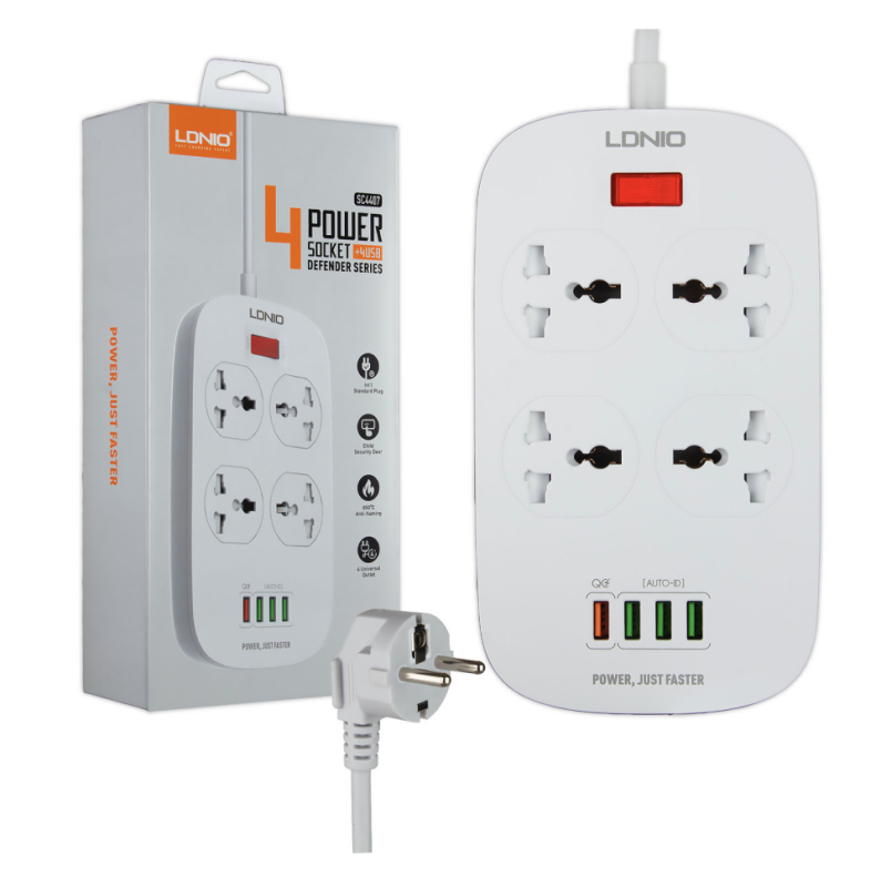 Сетевой фильтр на 4 розетки + 4USB