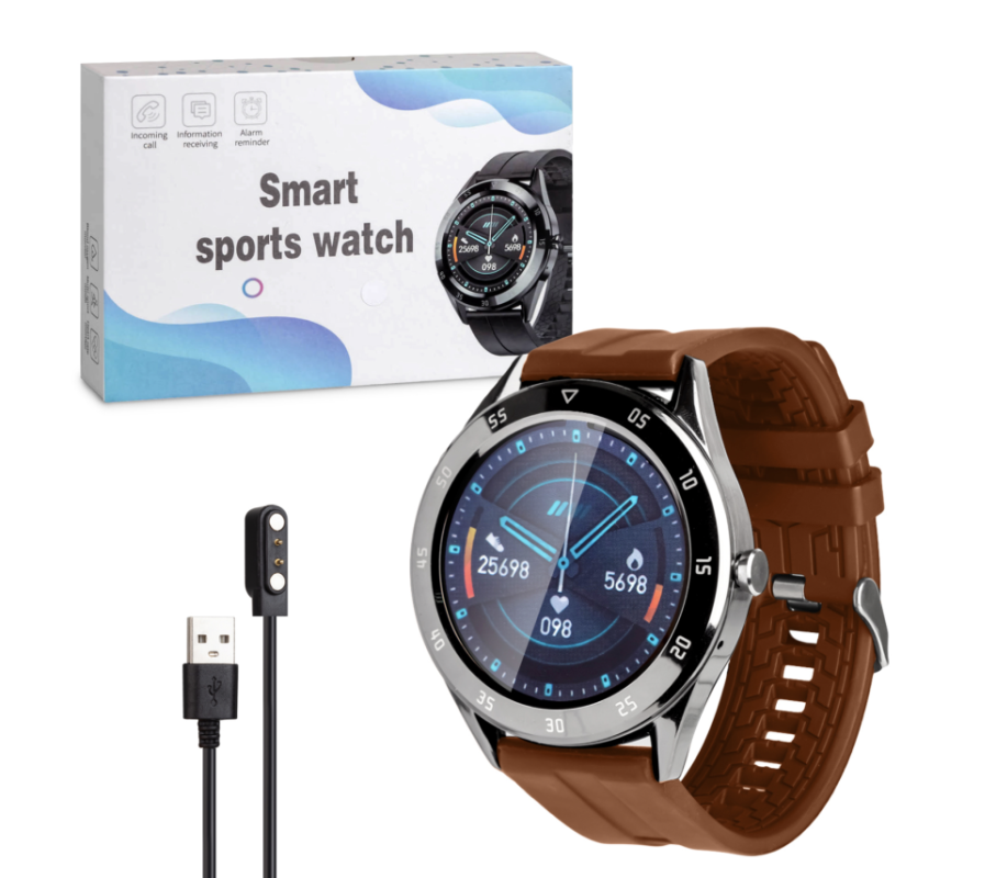 Фитнес-браслет Y10 коричневый + серебро