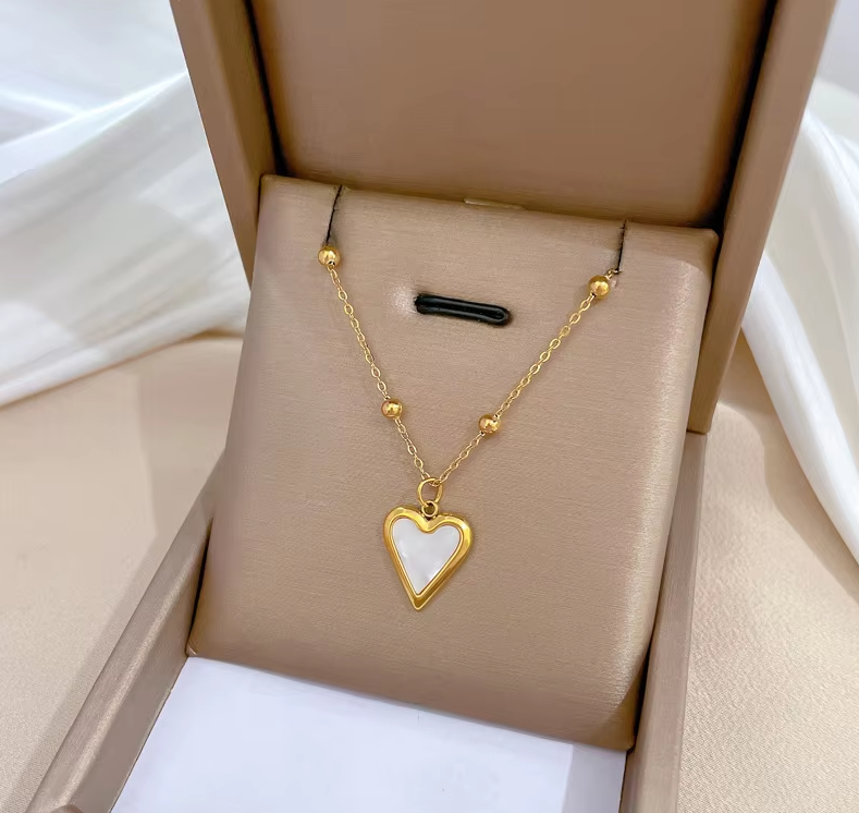 Женская цепочка с подвеской в виде сердца, из нержавеющей стали
