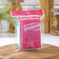 Контейнер складной с крышкой Доляна &laquo;Коста&raquo;, 400 мл, 12,5x9x6,4 см, цвет бирюзовый