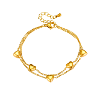 Женский двухслойный браслет DIEYURO, браслет из нержавеющей стали 316L золотого цвета с подвеской в форме сердца Женский двухслойный браслет DIEYURO, браслет из нержавеющей стали 316L золотого цвета с подвеской в форме сердца