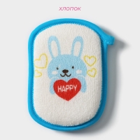 Мочалка для купания Доляна &laquo;Заяц&raquo;, 12x8 см, цвет синий