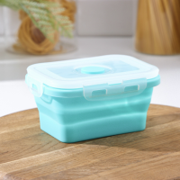 Контейнер складной с крышкой Доляна &laquo;Коста&raquo;, 400 мл, 12,5x9x6,4 см, цвет бирюзовый