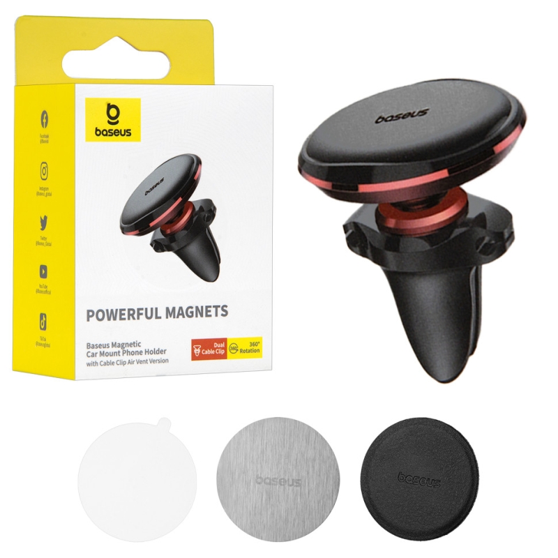 Автодержатель C40141201913-00 в решетку Baseus красный