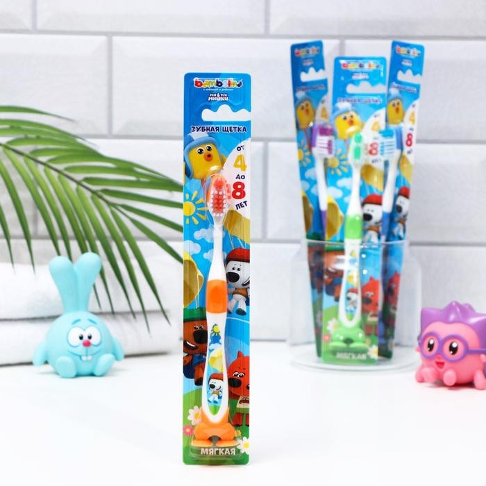 Зубная щётка детская Bambolina &laquo;МиМиМишки&raquo; мягкая, с подушечкой для чистки языка, 4-8 лет