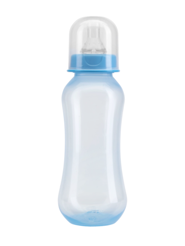 Бутылочка для кормления КУРНОСИКИ 250мл, приталенная с силиконовой молочной соской, с 0 месяцев