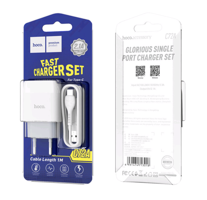 СЗУ C72A Type-C на USB 2.4A