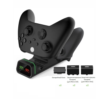 Зарядная станция для 2-х геймпадов Xbox One/Series + 2 аккумулятора 1200mAh Зарядная станция для 2-х геймпадов Xbox One/Series + 2 аккумулятора 1200mAh