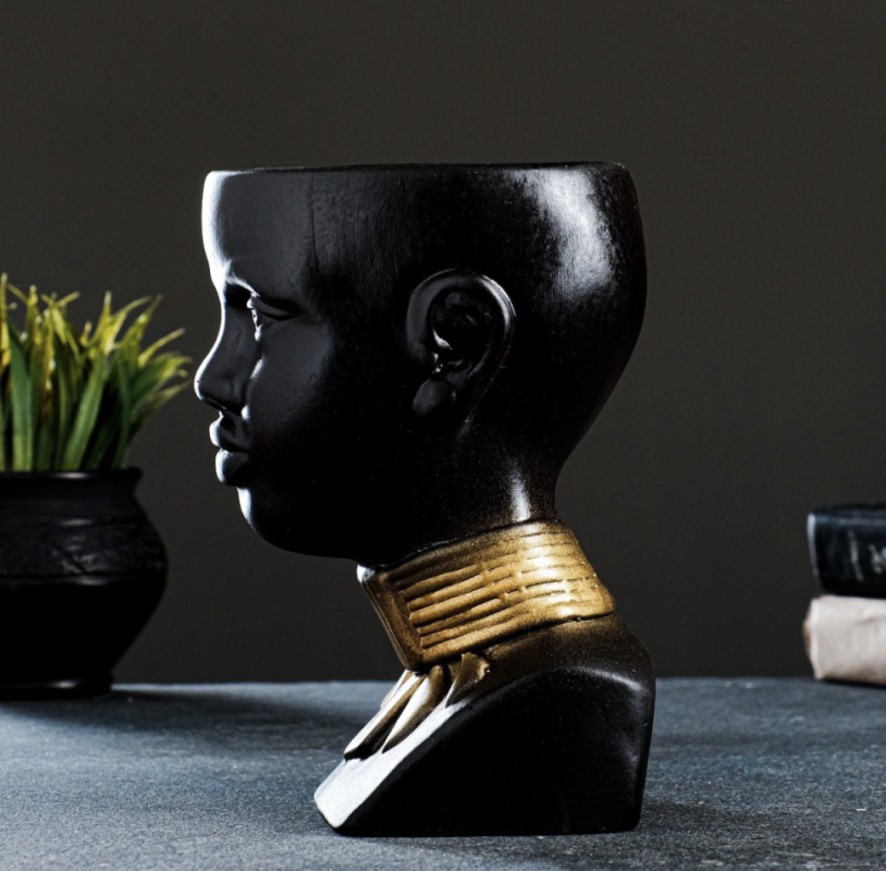 Кашпо - органайзер "Негритянка" черное, 1,3л / 14х20х12см