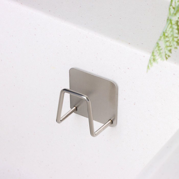 Держатель универсальный на липучке Доляна, цвет хром